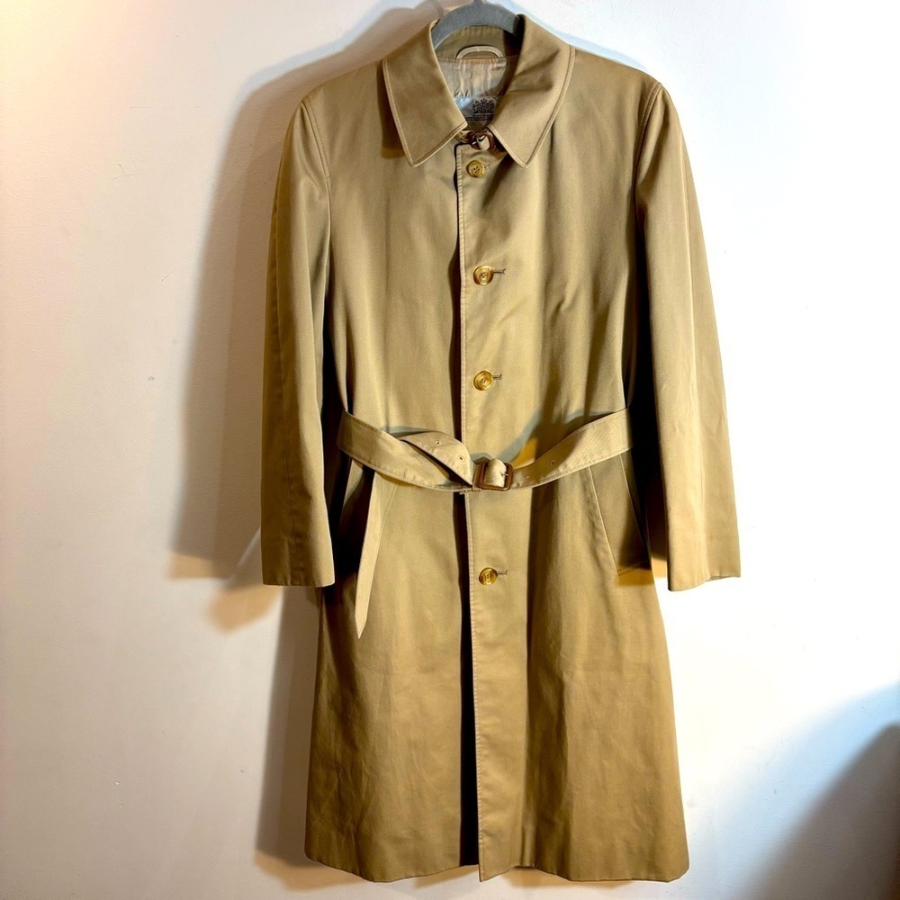 AQUASCUTUM LONDON Sz 36R Aqua 5 Classic Tan Trench Coat with Buckle Belt Lined
